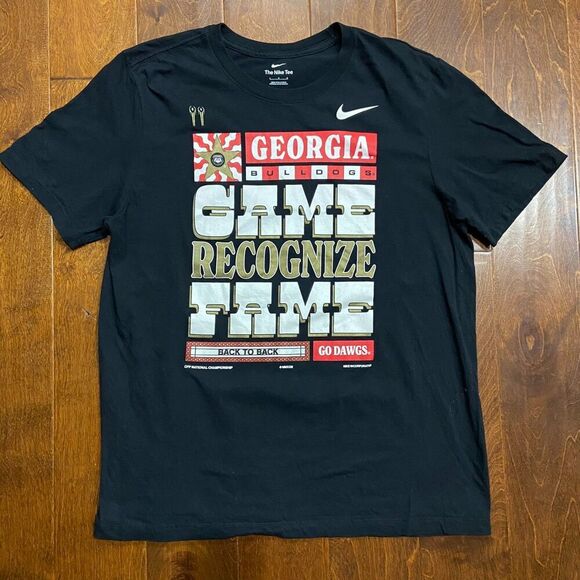 Nike Athletic Fit UGA Georgia Bulldogs National Champions Black Tee Mens Large - Picture 3 of 7